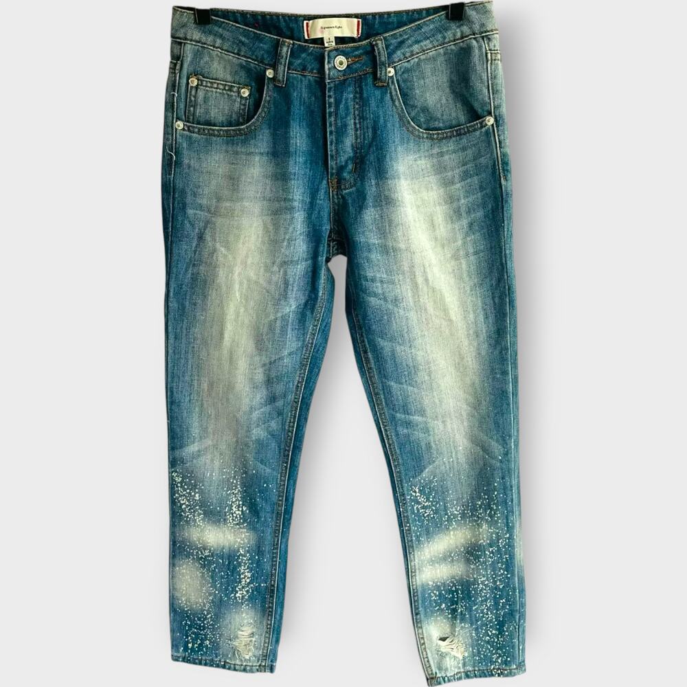 Signature 8 Denim Jeans Boyfriend Button Fly Hi Rise Stonewash Acid Size S